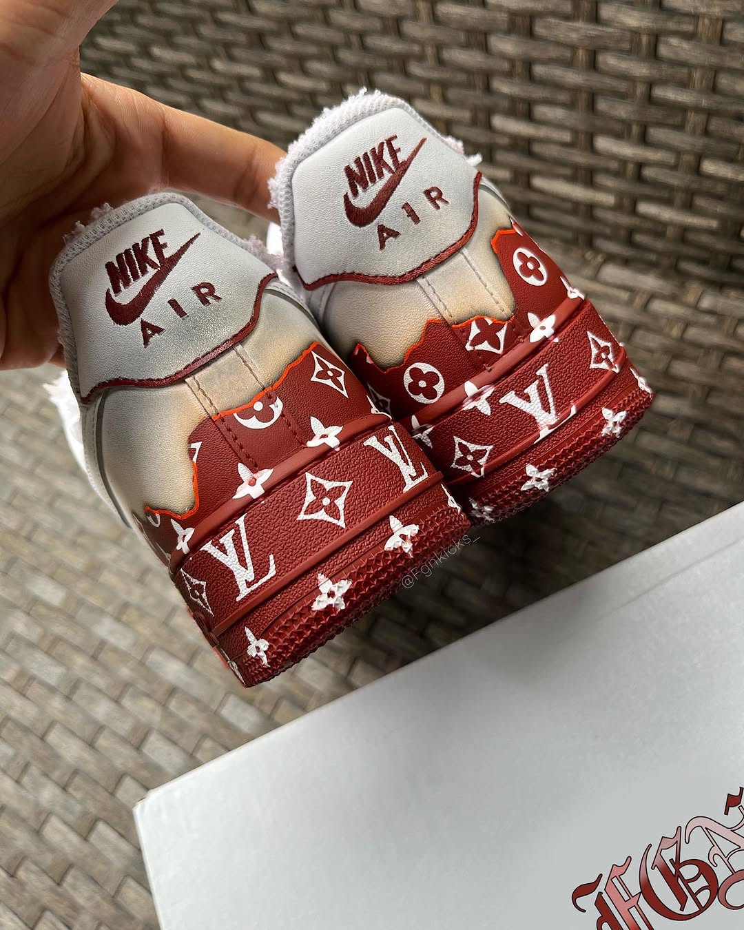 Hand Painted Burgundy Custom Air Force 1 Sneakers