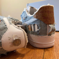 Handmade Distressed Denim Custom Air Force 1 Sneakers