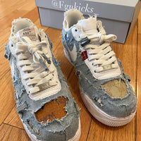Handmade Distressed Denim Custom Air Force 1 Sneakers