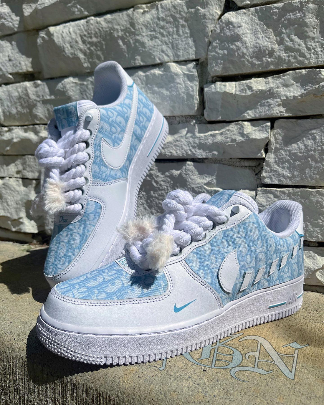 Hand Painted Custom Light Blue Air Force 1 Sneakers