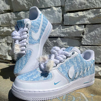 Hand Painted Custom Light Blue Air Force 1 Sneakers