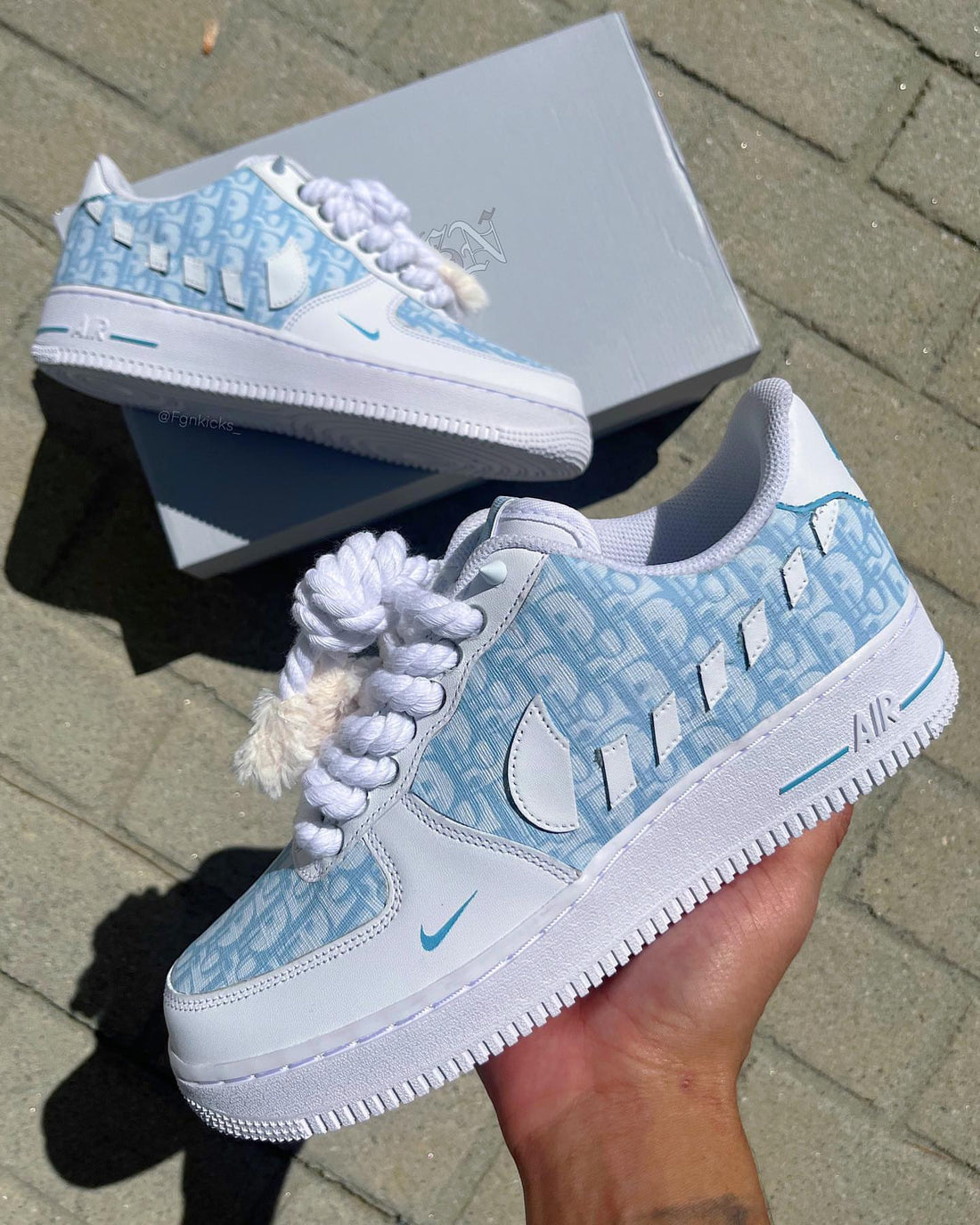 Hand Painted Custom Light Blue Air Force 1 Sneakers