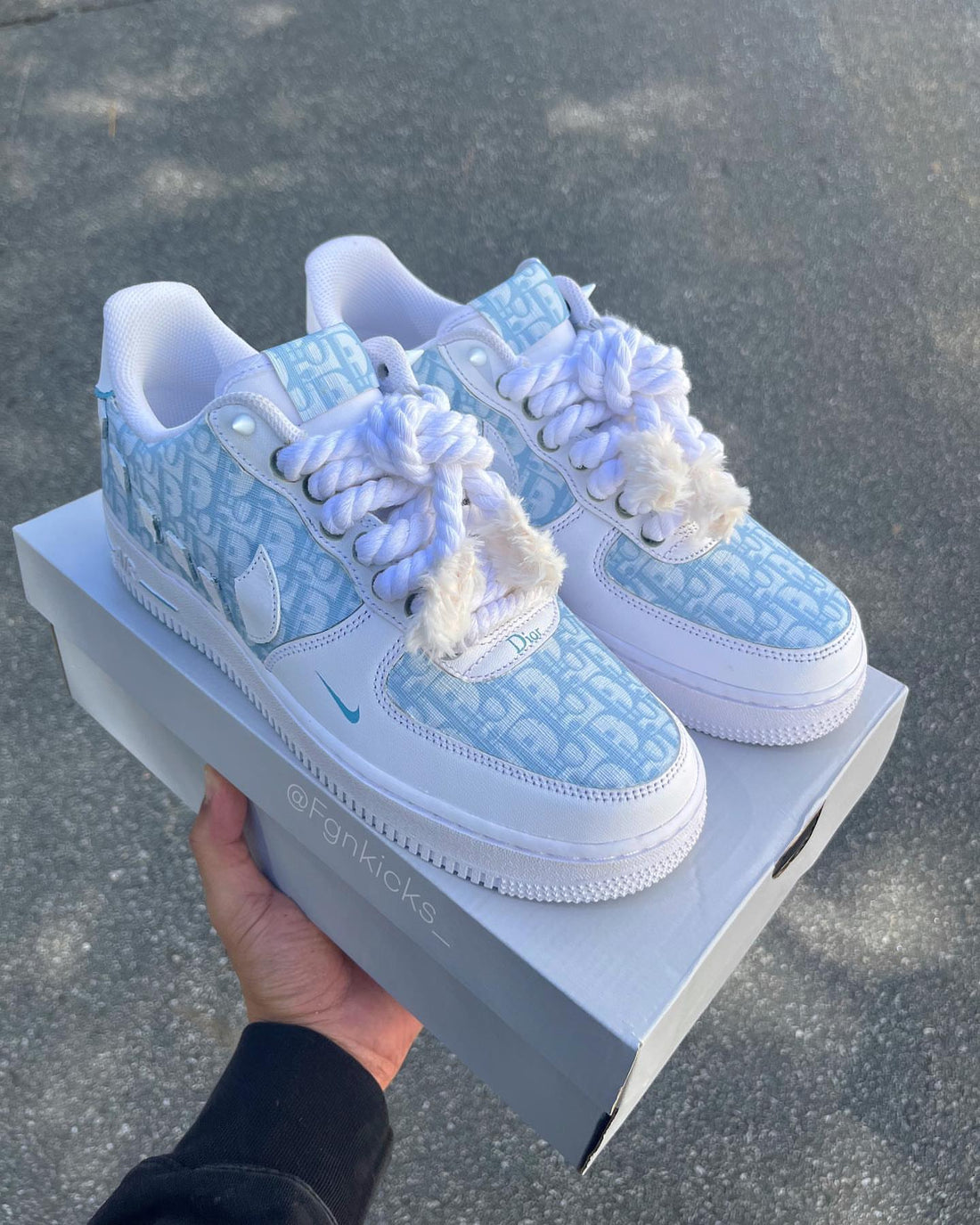 Hand Painted Custom Light Blue Air Force 1 Sneakers