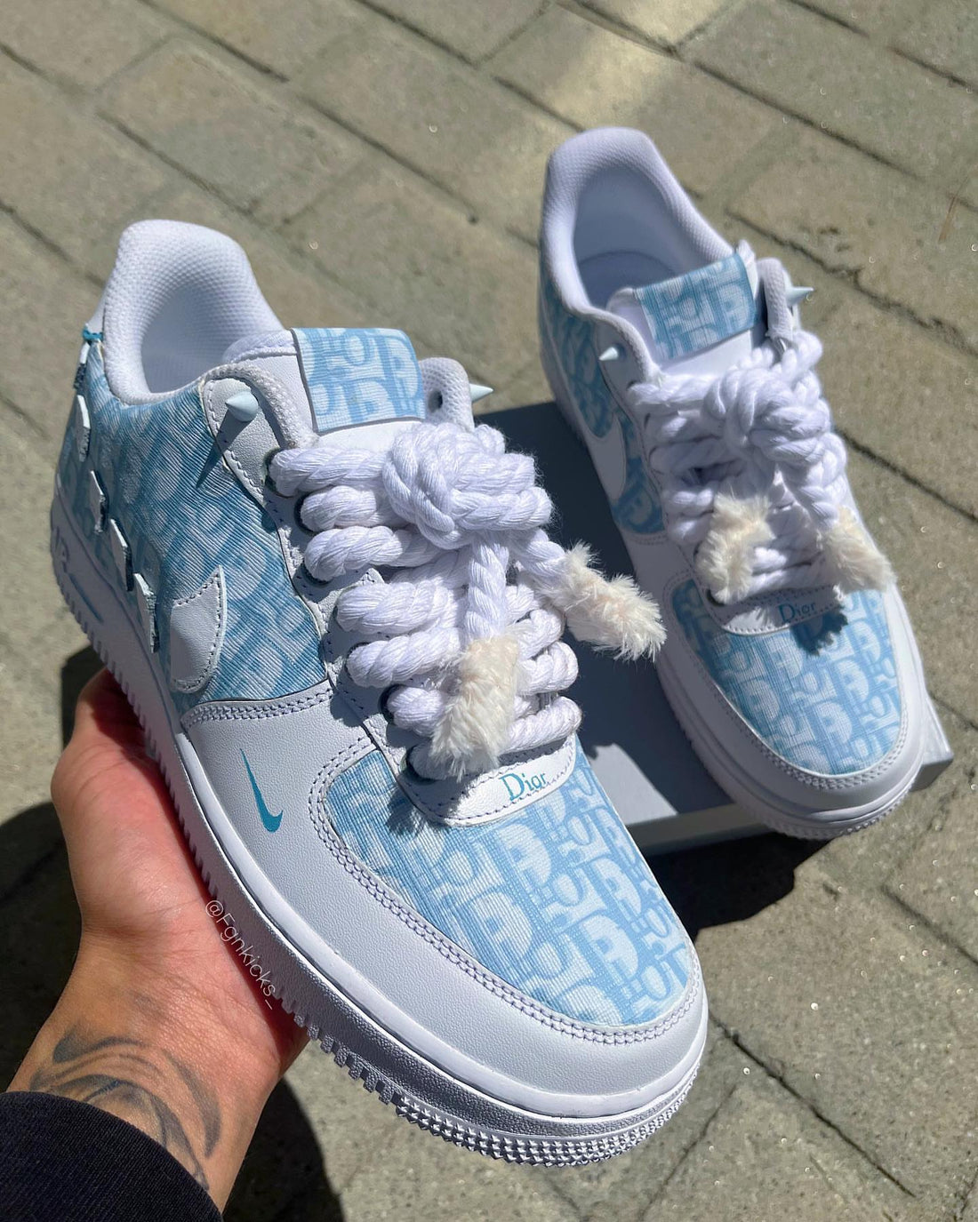 Hand Painted Custom Light Blue Air Force 1 Sneakers