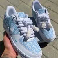 Hand Painted Custom Light Blue Air Force 1 Sneakers