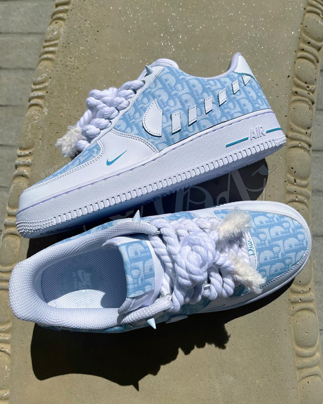 Hand Painted Custom Light Blue Air Force 1 Sneakers