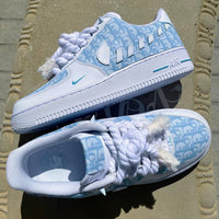Hand Painted Custom Light Blue Air Force 1 Sneakers