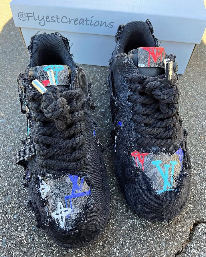 Hand Painted Distressed Denim Custom Air Force 1 Sneakers