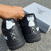 Hand Painted KAWS Black Custom Air Force 1 Sneakers