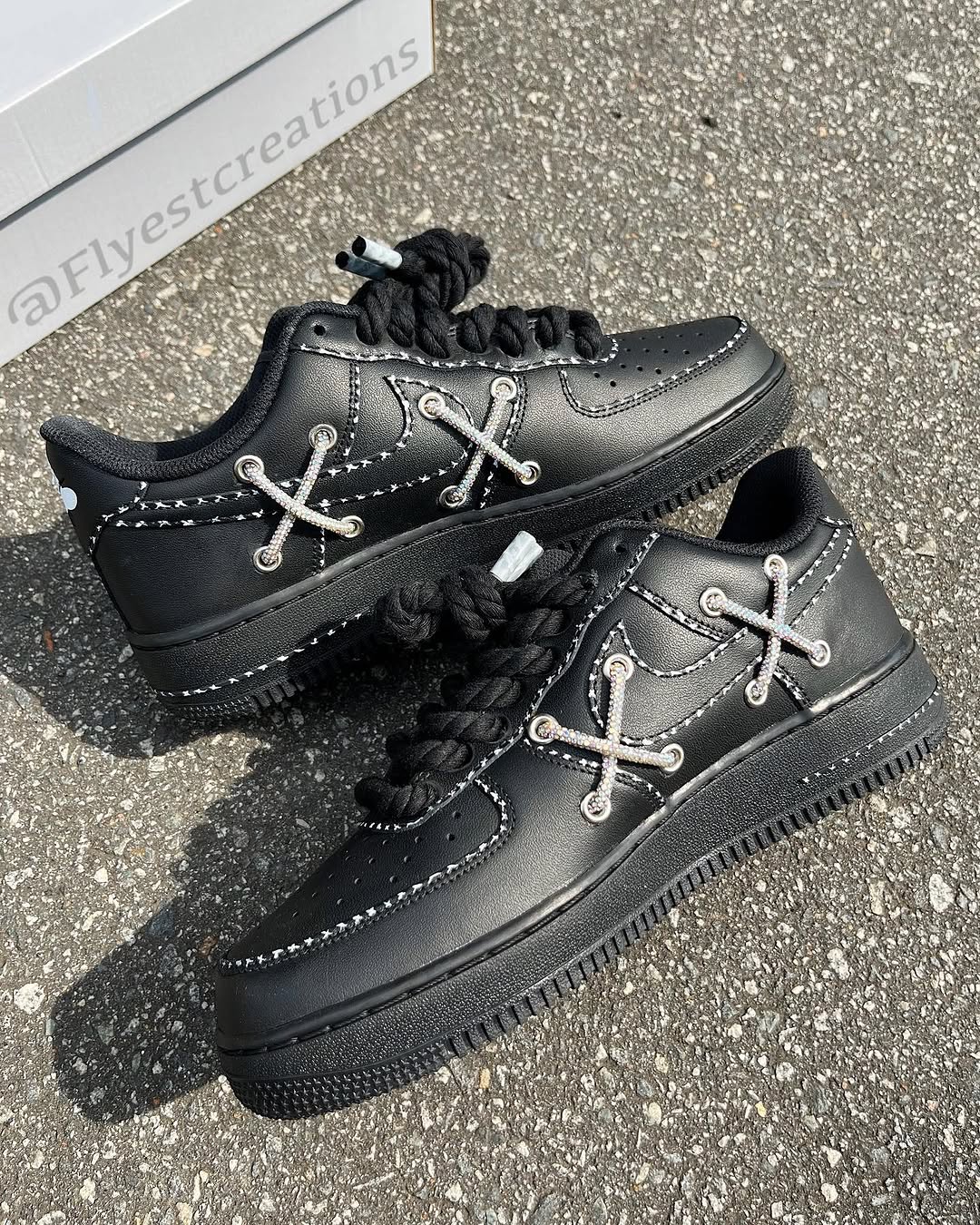 Hand Painted KAWS Black Custom Air Force 1 Sneakers