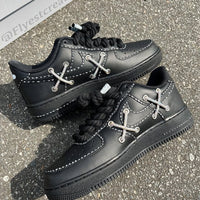 Hand Painted KAWS Black Custom Air Force 1 Sneakers