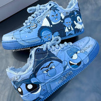 Hand Painted Blue Cartoon Custom Air Force 1 Sneakers