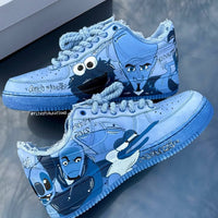 Hand Painted Blue Cartoon Custom Air Force 1 Sneakers