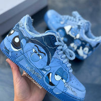 Hand Painted Blue Cartoon Custom Air Force 1 Sneakers
