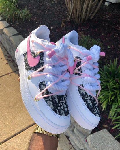 Custom Pink Hand Painted Air Force 1 Sneakers