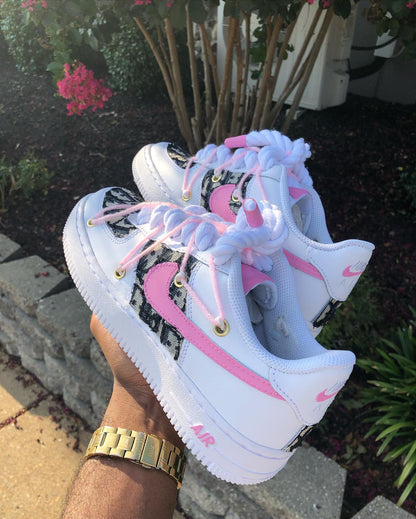 Custom Pink Hand Painted Air Force 1 Sneakers