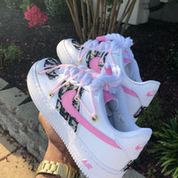 Custom Pink Hand Painted Air Force 1 Sneakers