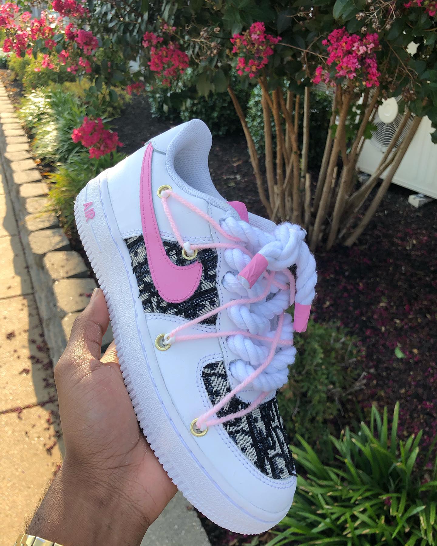 Custom Pink Hand Painted Air Force 1 Sneakers