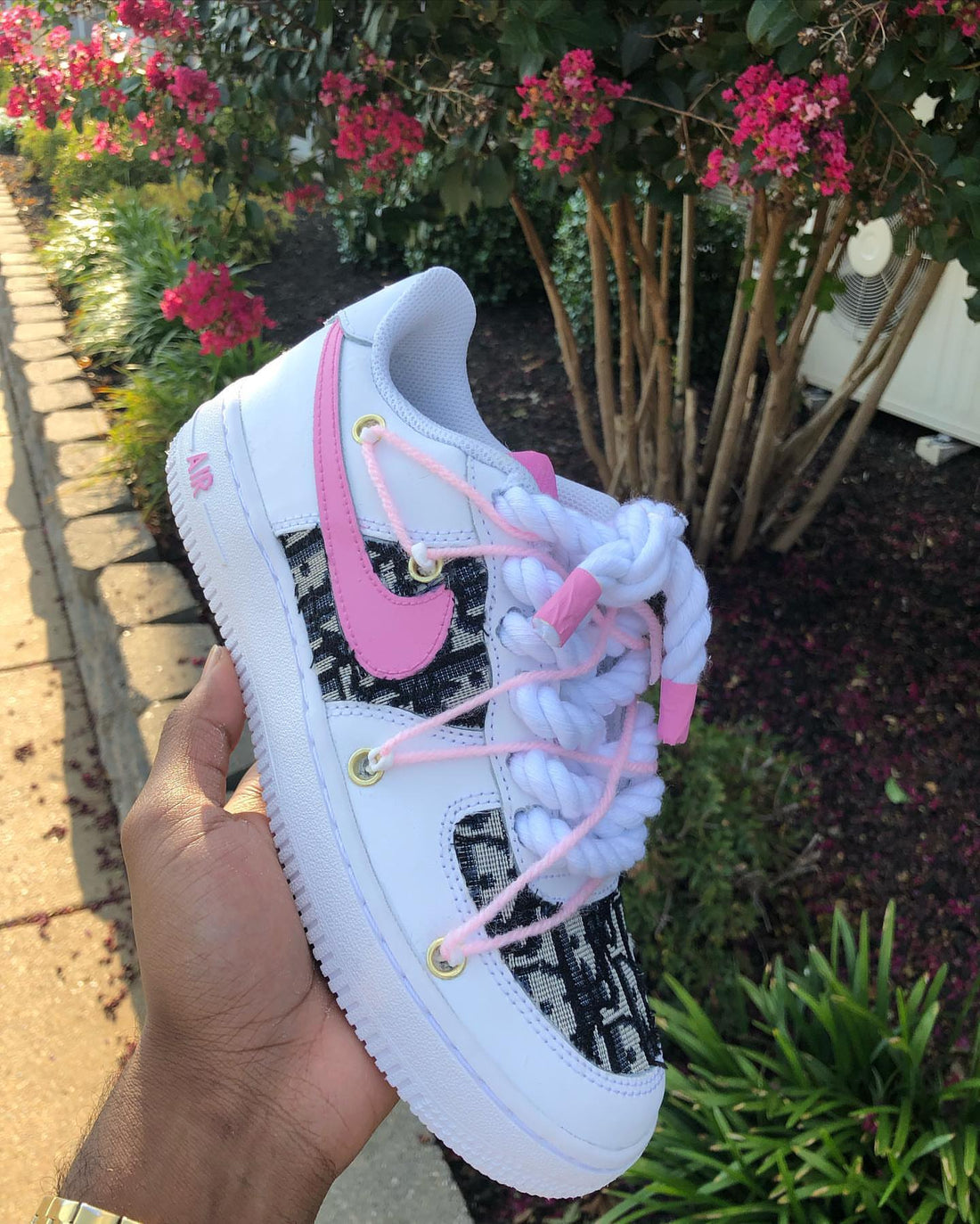 Custom Pink Hand Painted Air Force 1 Sneakers