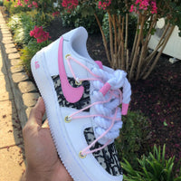 Custom Pink Hand Painted Air Force 1 Sneakers
