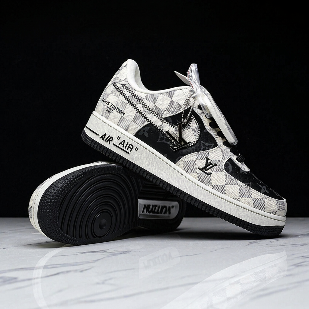 Hand Painted Black & White Custom Air Force 1 Sneakers