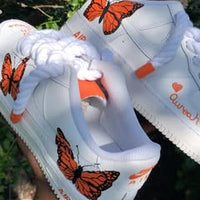 Hand Painted Orange Butterfly Custom Air Force 1 Sneakers