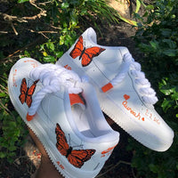 Hand Painted Orange Butterfly Custom Air Force 1 Sneakers