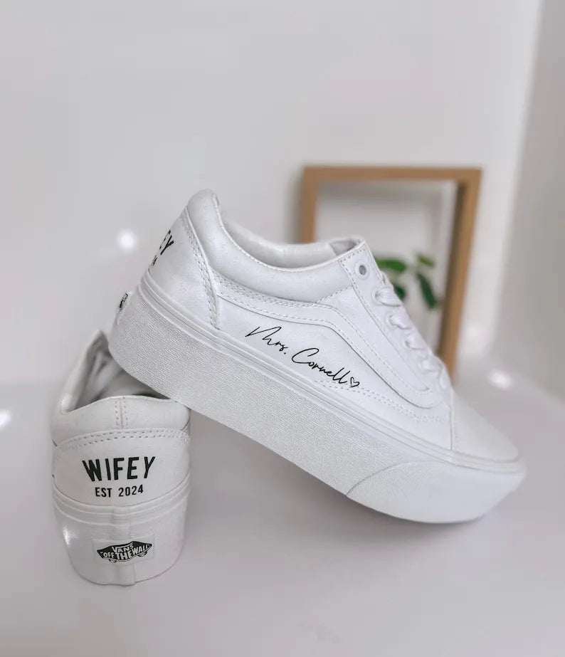 Product Title
Personalized Wedding Custom Air Force 1 Custom Sneakers, Custom Name & Date Wifey Hubby Bride Groom White Pearl Decor Comfortable Bridal Wedding Casual Shoes