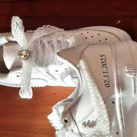 Custom Pearl & Lace Bridal Air Force 1 Sneakers