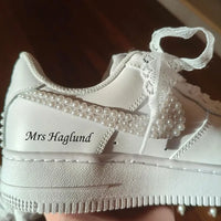 Custom Pearl & Lace Bridal Air Force 1 Sneakers
