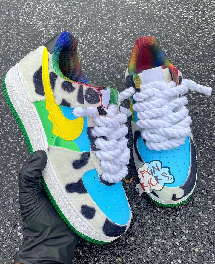Custom Hand Painted Cow Print Air Force 1 Sneakers