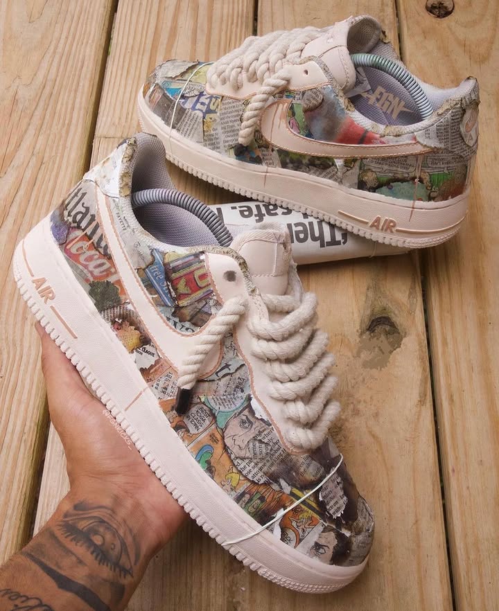 Hand Painted Newspaper Custom Air Force 1 Sneakers