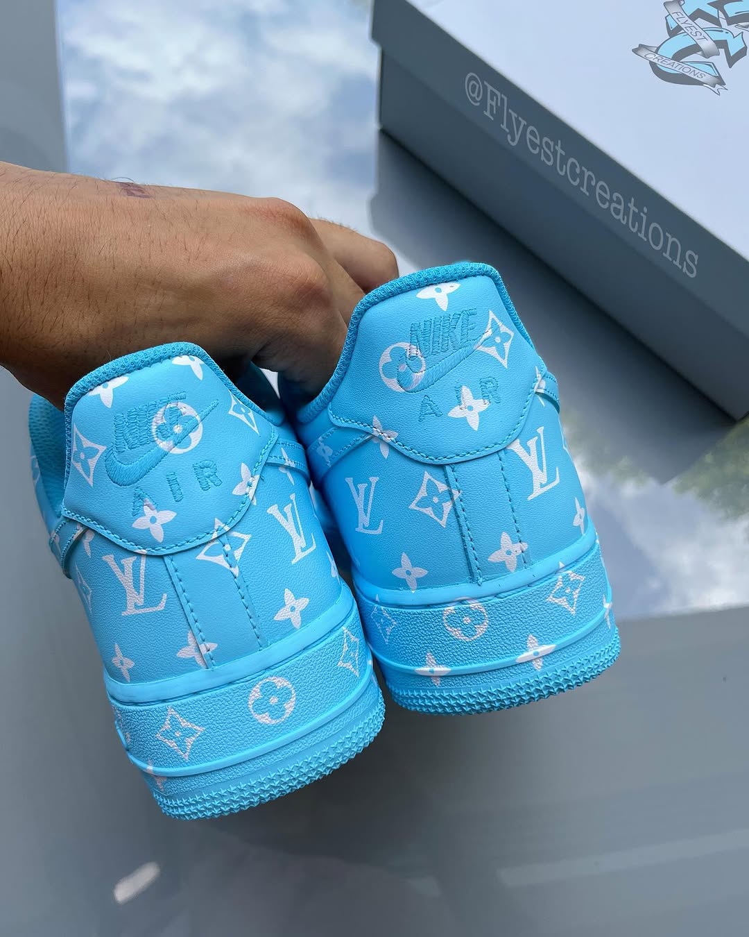 Hand Painted Light Blue Custom Air Force 1 Sneakers