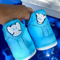 Hand Painted Blue Kaws Custom Air Force 1 Sneakers