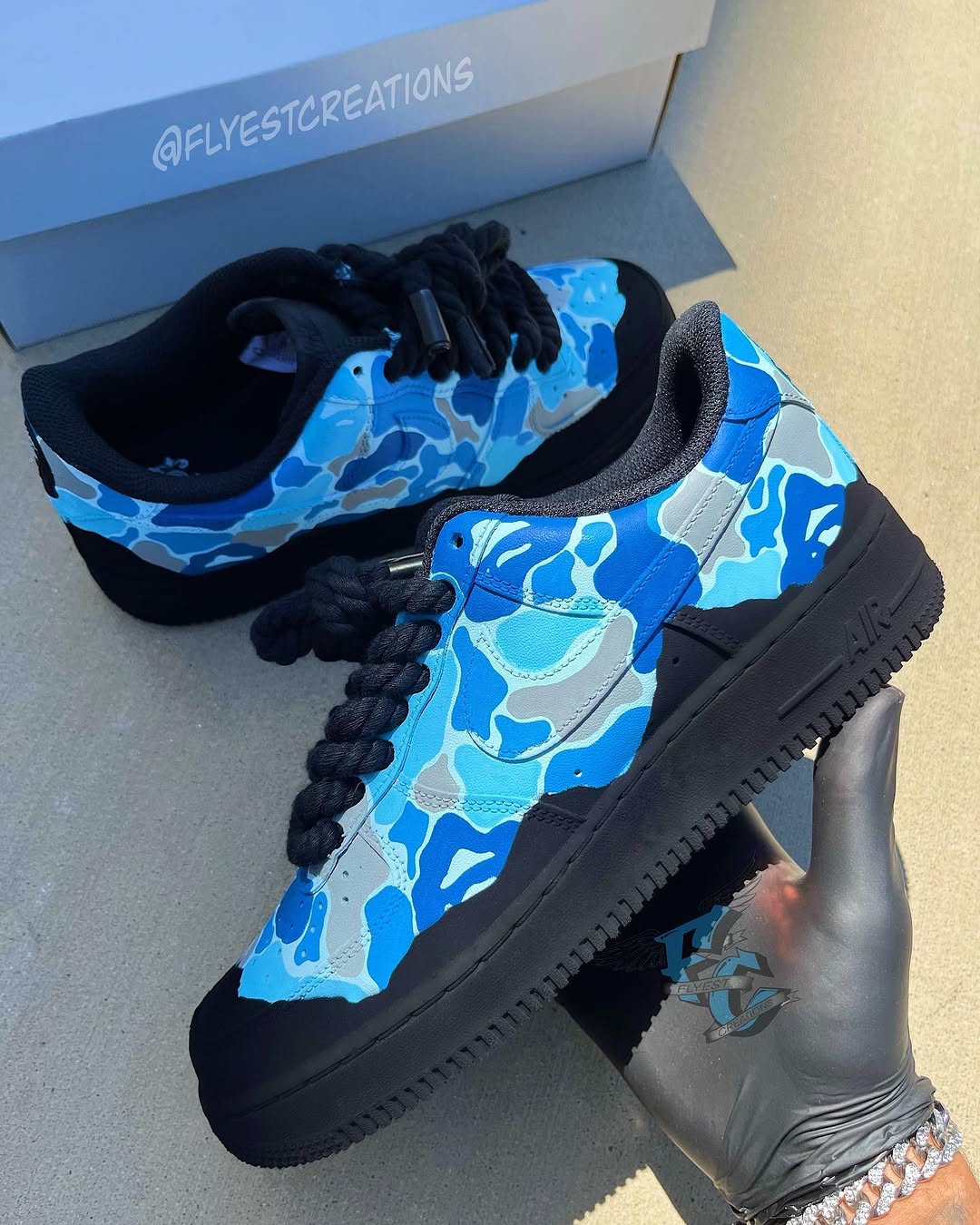 Custom Hand Painted Camo Air Force 1 Sneakers