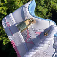 Hand Painted Pink & Blue Custom Air Force 1 Sneakers