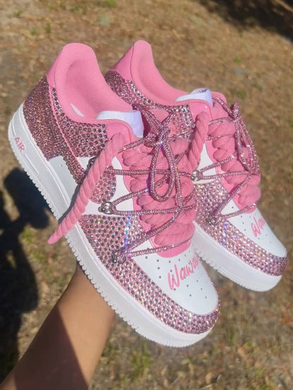 Hand Painted Pink Custom Air Force 1 Sneakers