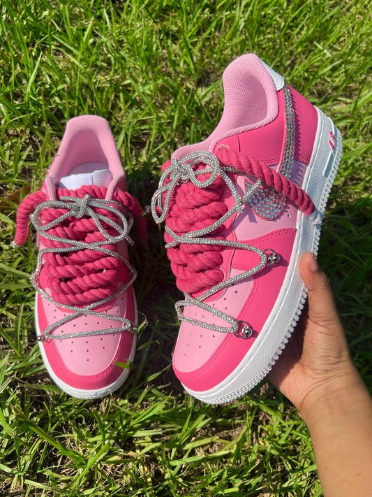 Custom Pink Rhinestone Handmade Air Force 1 Sneakers