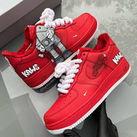 Hand Painted Red KAWS Custom Air Force 1 Sneakers