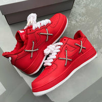 Hand Painted Red KAWS Custom Air Force 1 Sneakers