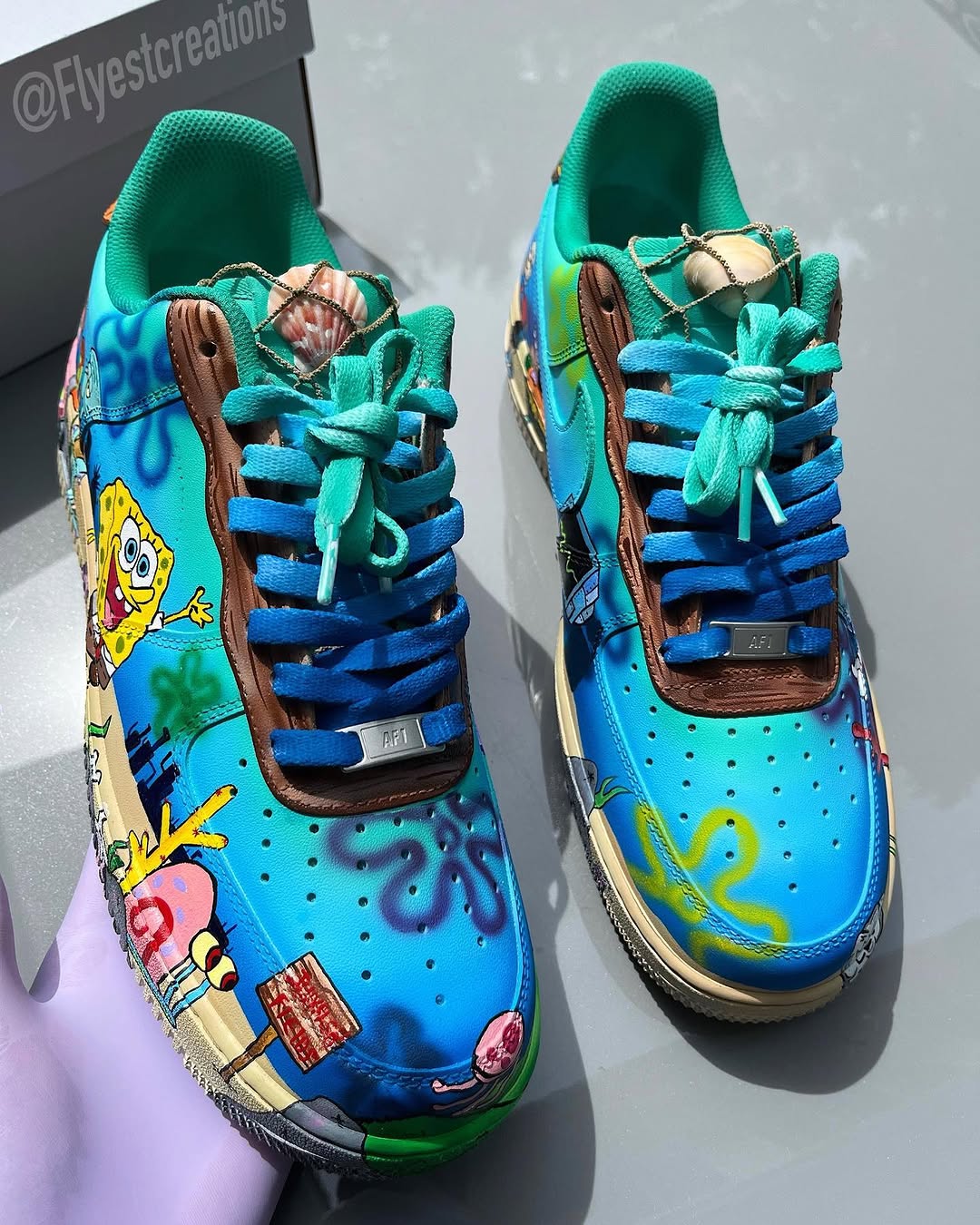 Hand Painted SpongeBob Custom Air Force 1 Sneakers