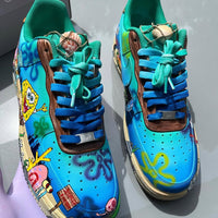 Hand Painted SpongeBob Custom Air Force 1 Sneakers