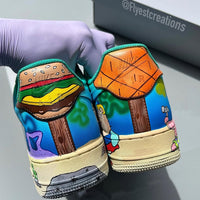 Hand Painted SpongeBob Custom Air Force 1 Sneakers