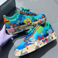 Hand Painted SpongeBob Custom Air Force 1 Sneakers