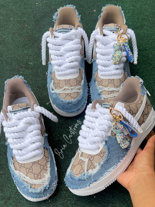 Handmade Custom Air Force 1 Rope Lace Sneakers