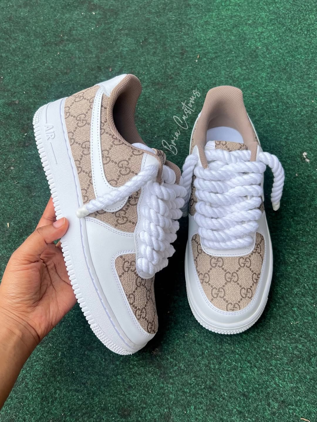 Handmade Custom Air Force 1 Rope Lace Sneakers