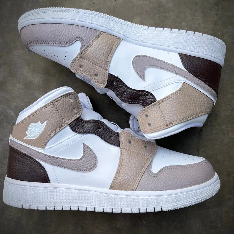 Custom Jordans Grey Brown White Black