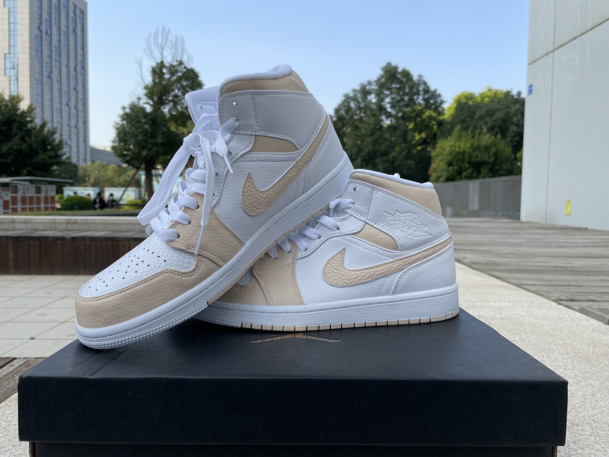 Custom Jordans White Beige
