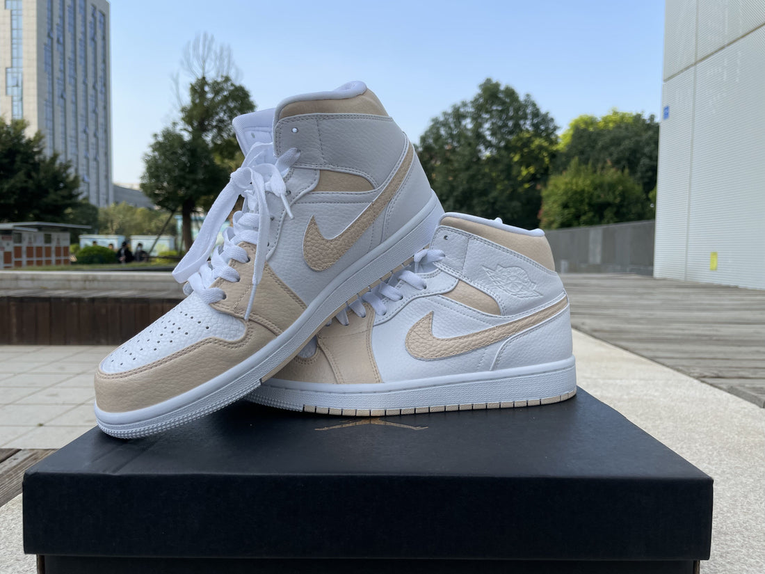 Custom Jordans White Beige