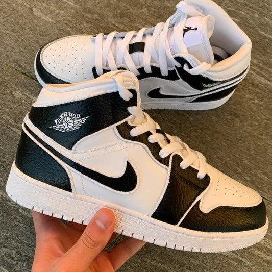 Custom Jordans Black White Outline
